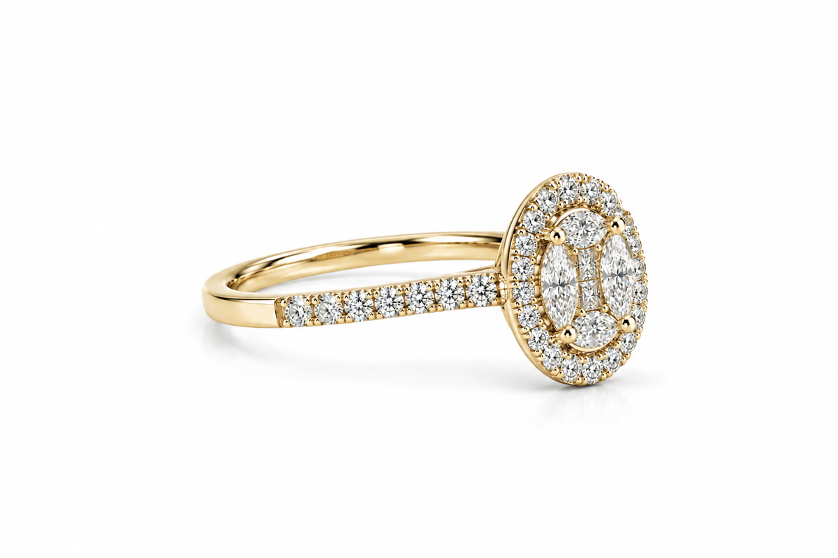 Oval Cluster Diamond Ring
