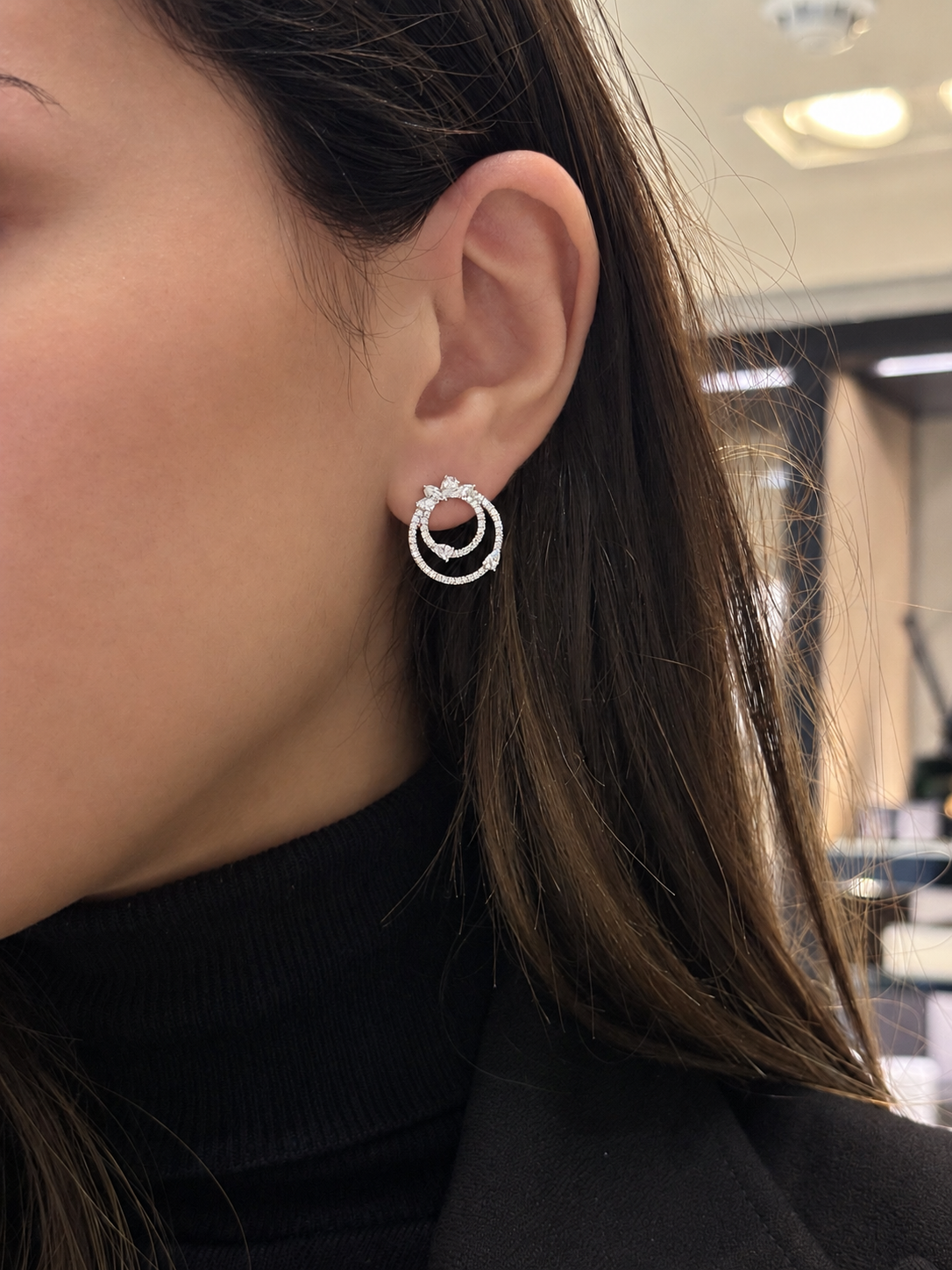Double Circle Diamond Earrings