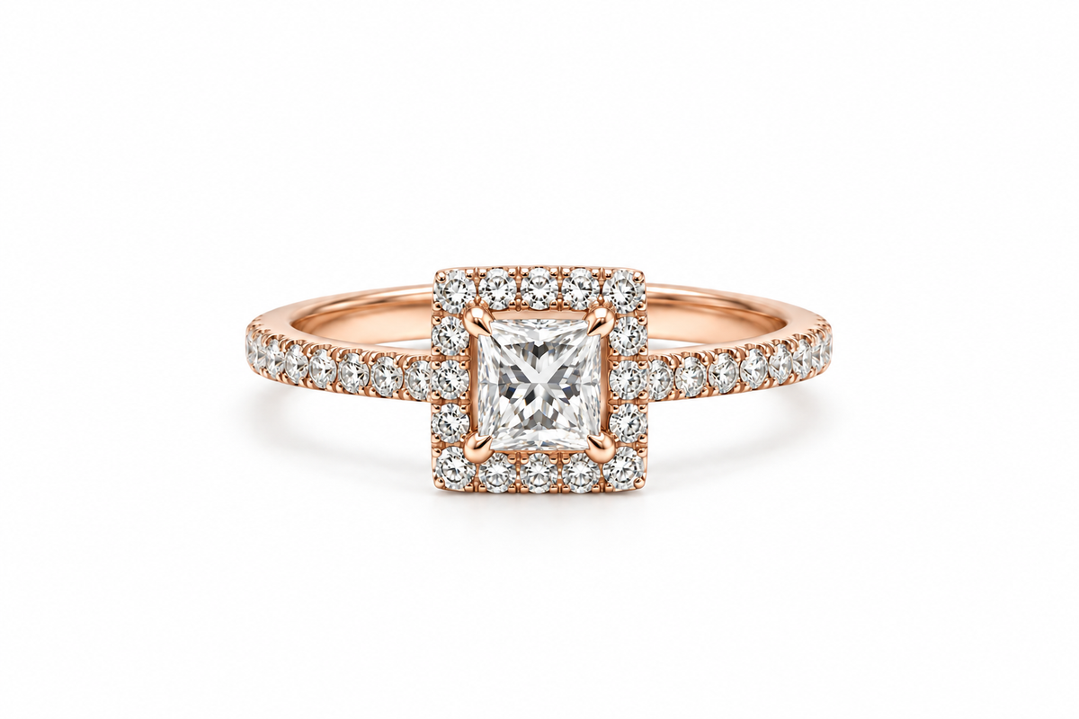 Princess Cut Halo Ring
