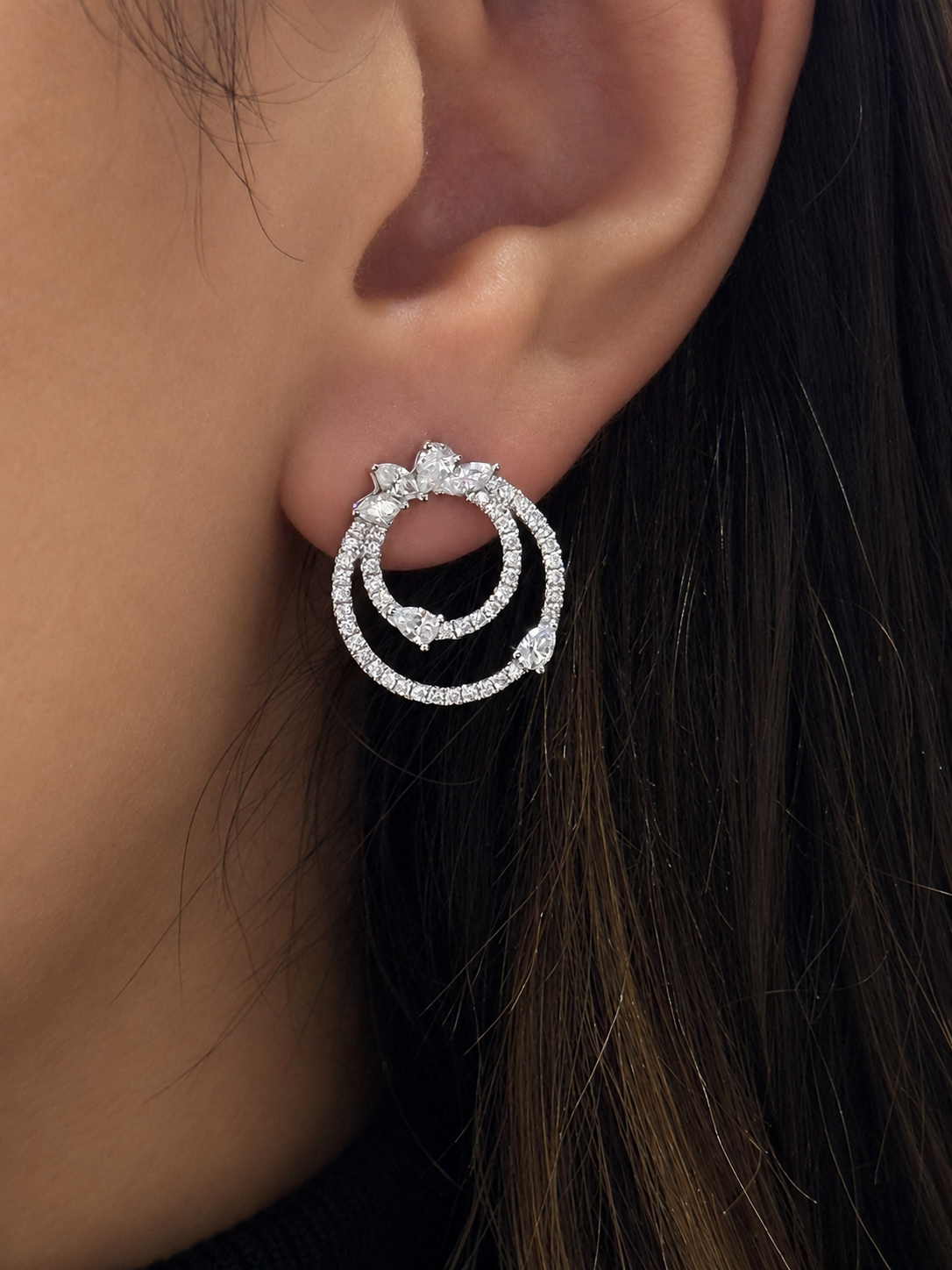 Double Circle Diamond Earrings
