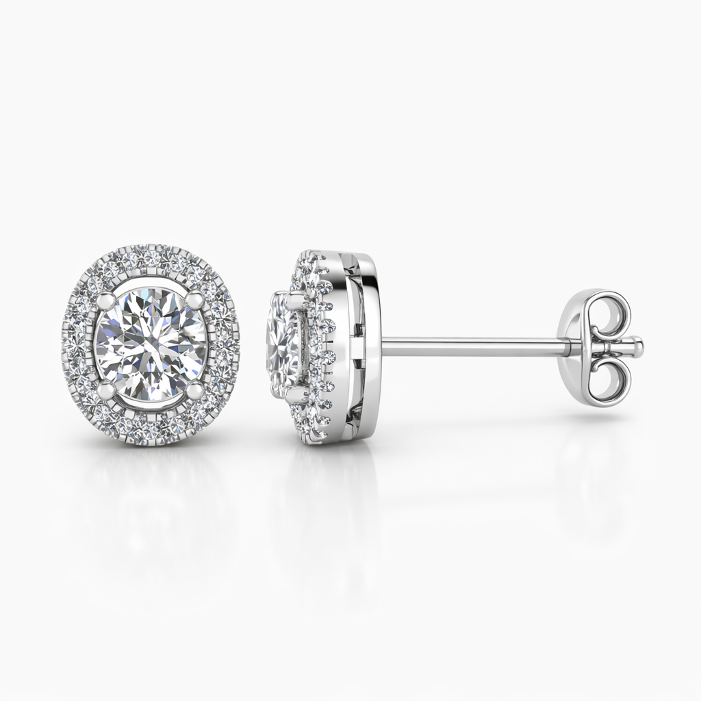 Oval Halo Studs