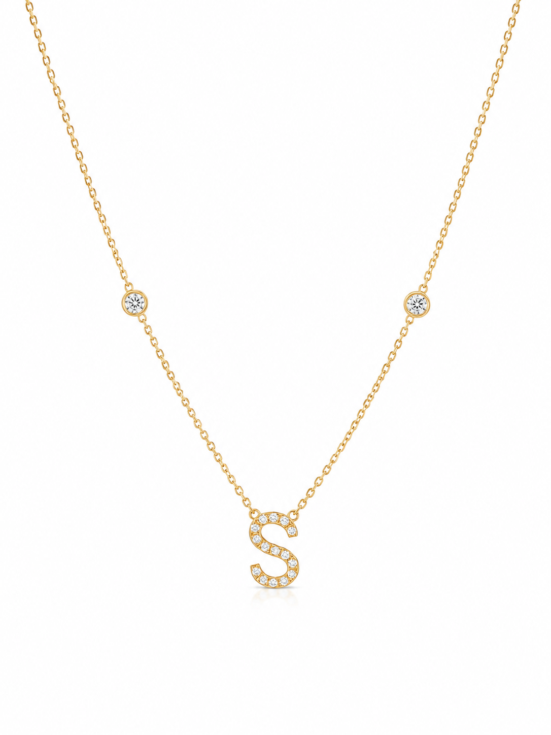 Bezel Sides Initial Necklace