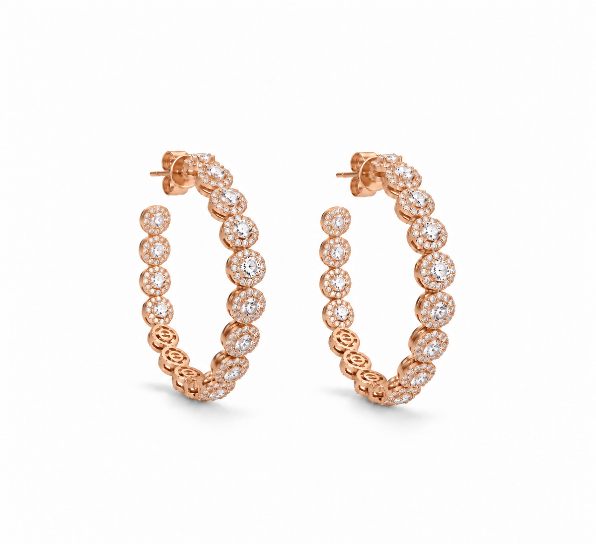 Diamond Rosette Hoops