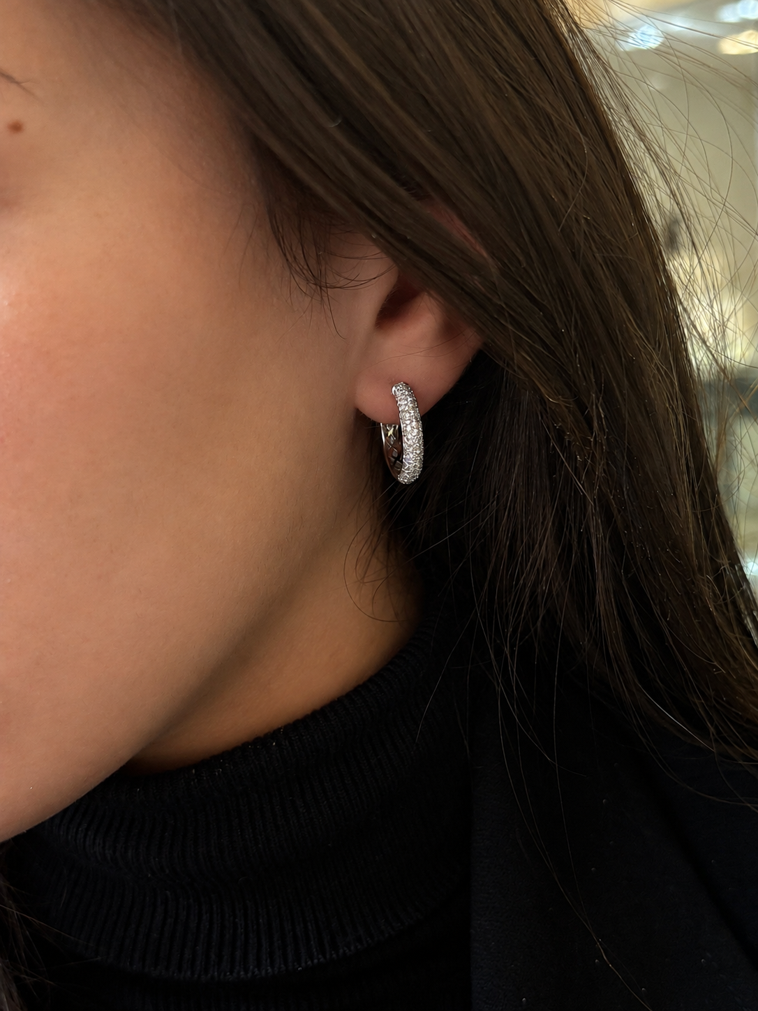 Pavé Elegance Diamond Hoops