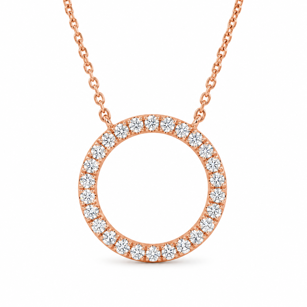 Circle Diamond Necklace - 18K White Gold