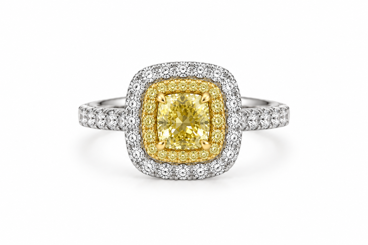 Yellow Cushion Ring