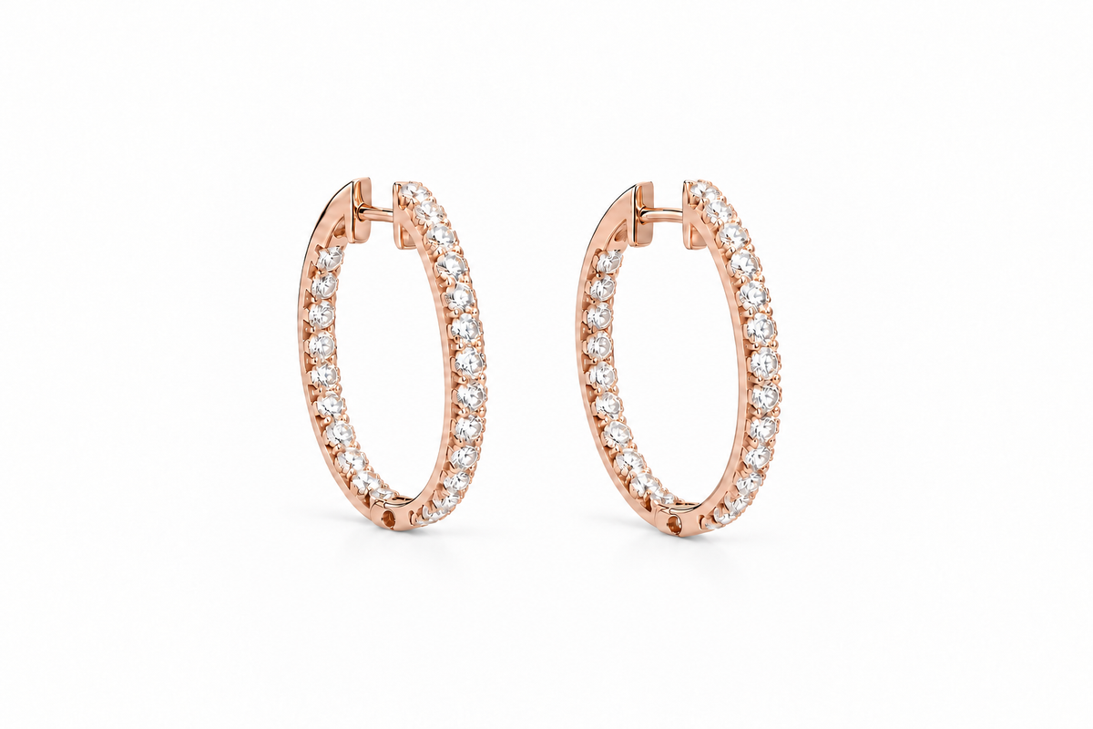 Inside Out Oval Shape Diamond Hoop