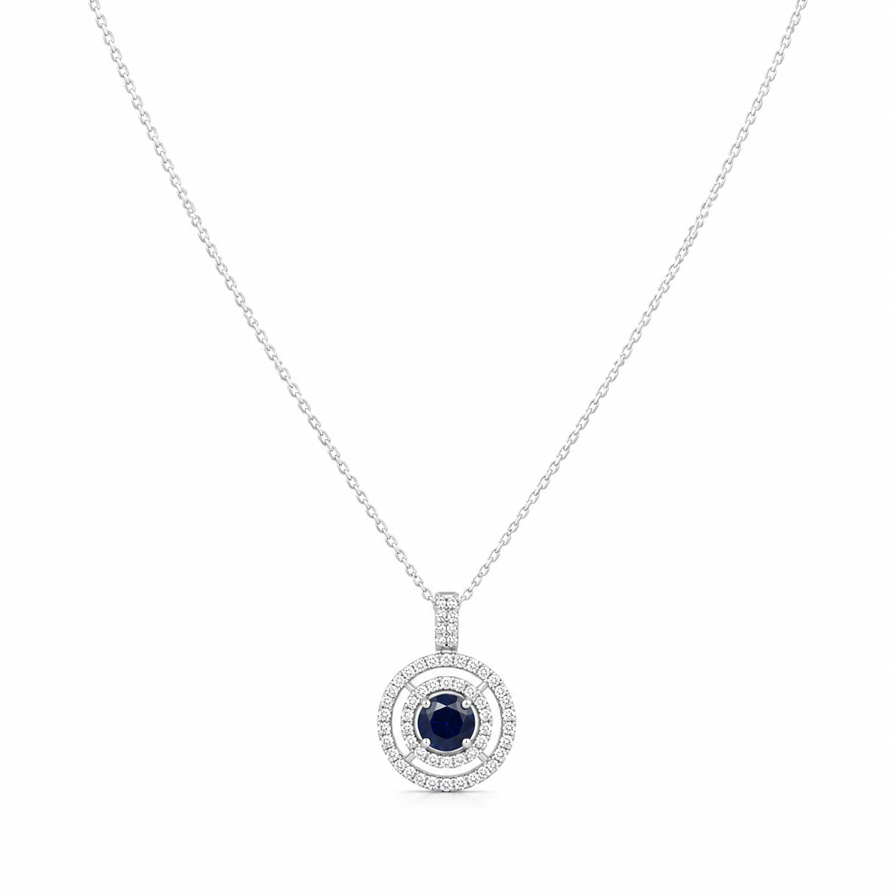 Blue round stone necklace