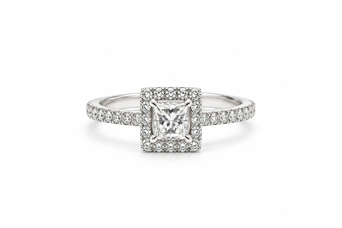 Princess Cut Halo Ring