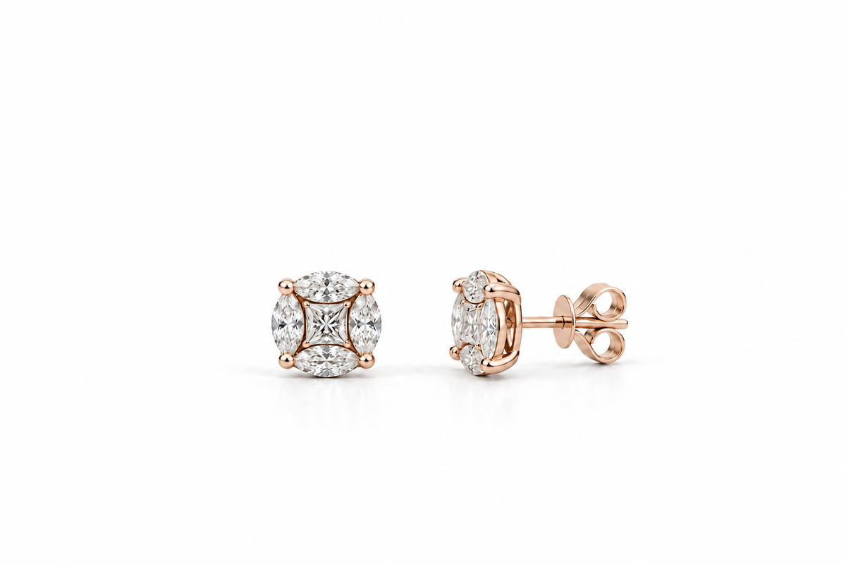 Princess Marquise Diamond Stud Earrings