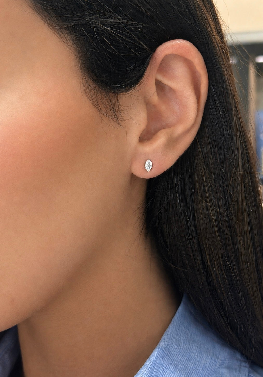 Halo Mini Pearshape diamond studs