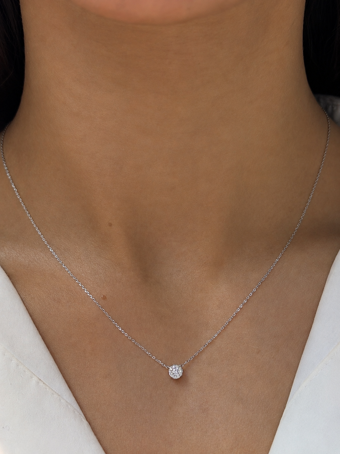 Halo Round Diamond Necklace