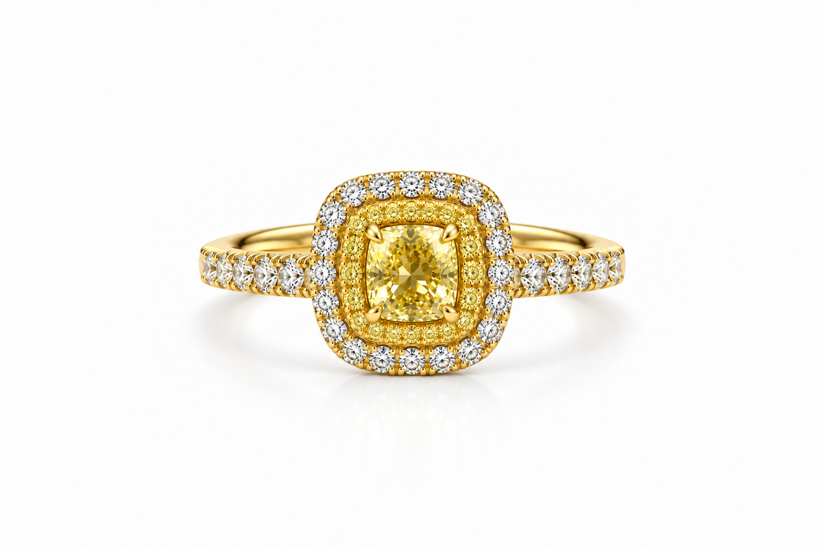 Yellow Cushion Ring