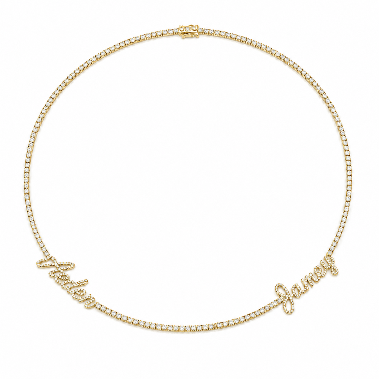 The Two Name Diamond Tennis Necklace