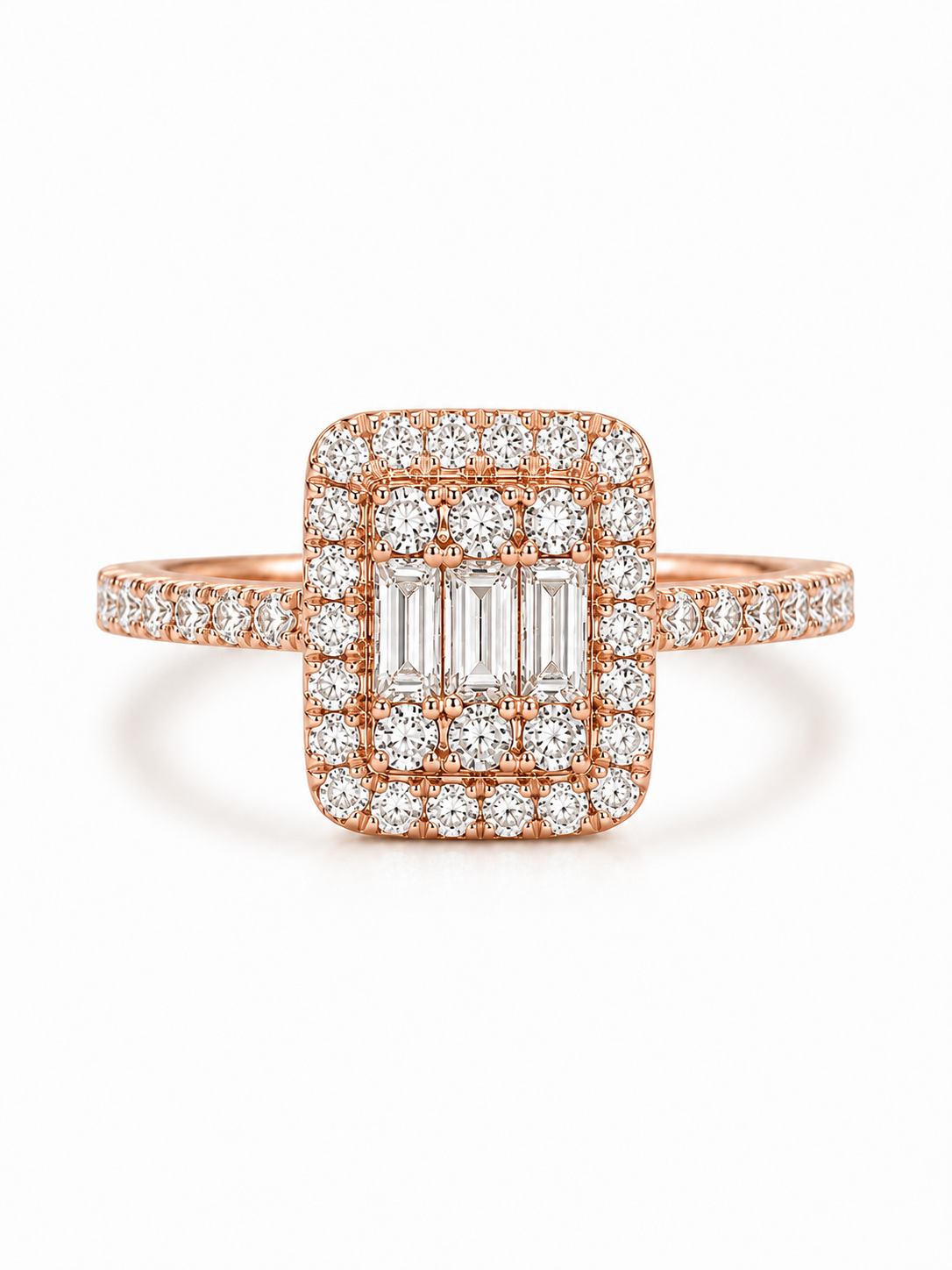 Halo Baguette Ring