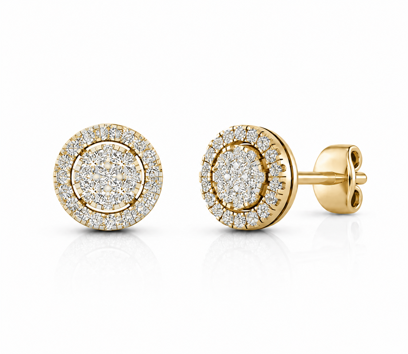 XL Cluster Diamond Stud Earrings - 18K Gold