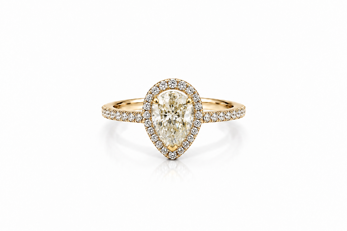 Pear Halo Diamond Ring