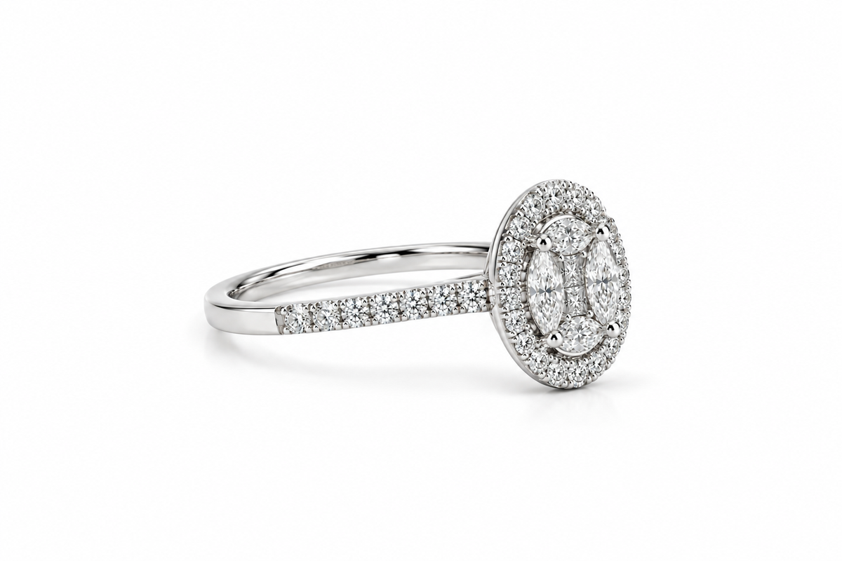 Oval Cluster Diamond Ring