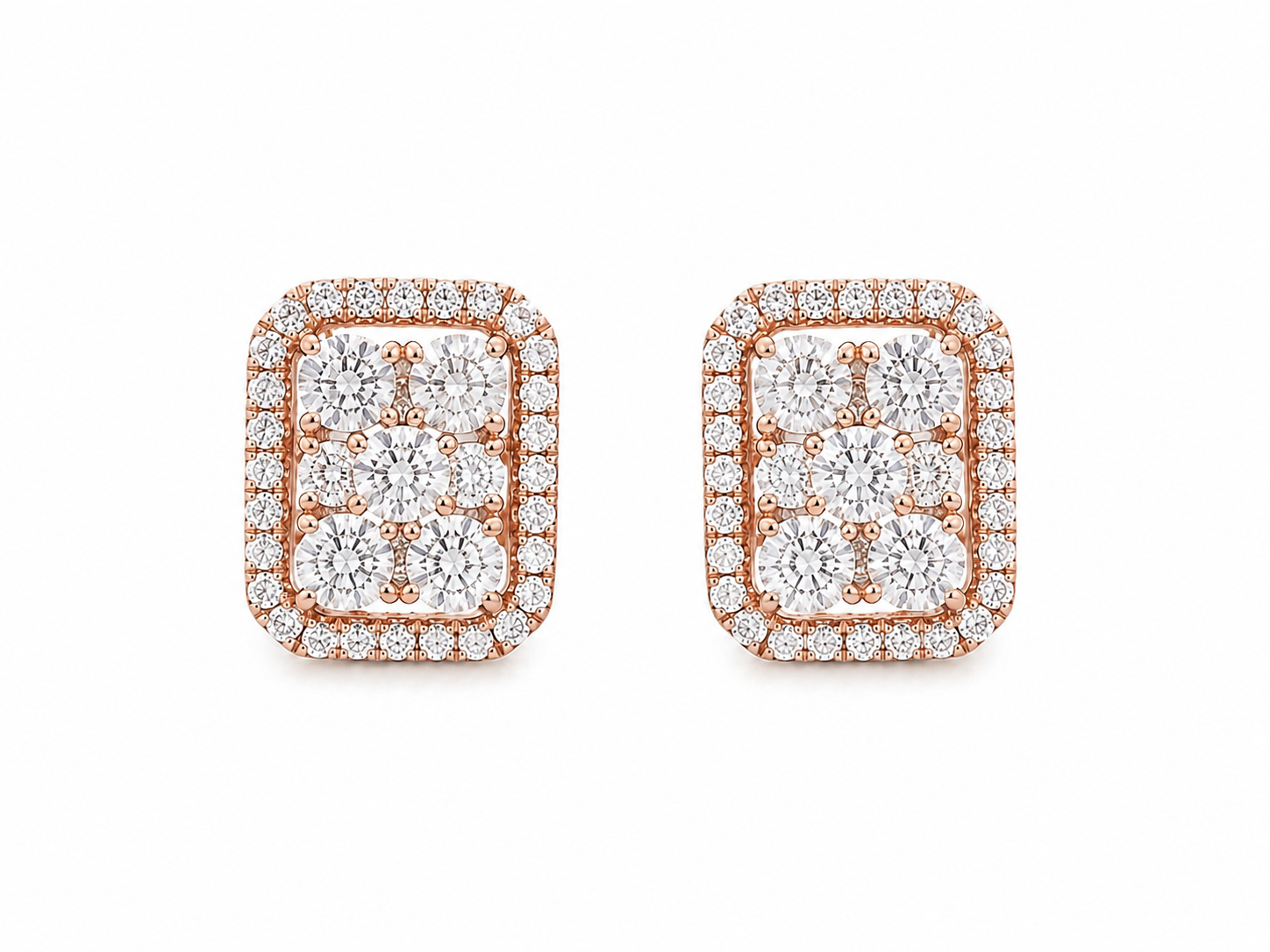 Emerald Halo Diamond Stud