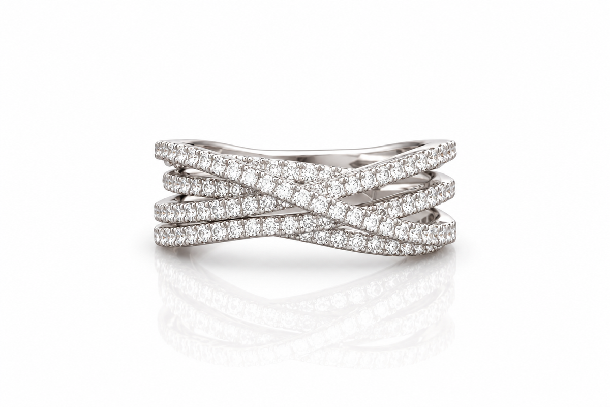Twist Crossover Diamond Ring - 18K Gold