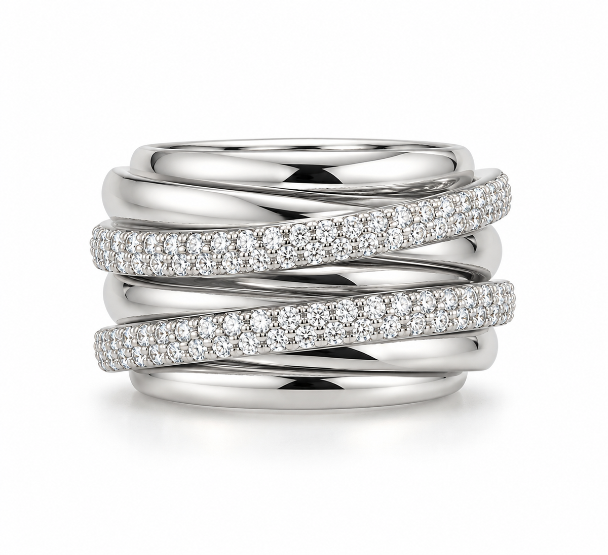 Large Crossover Diamond Ring