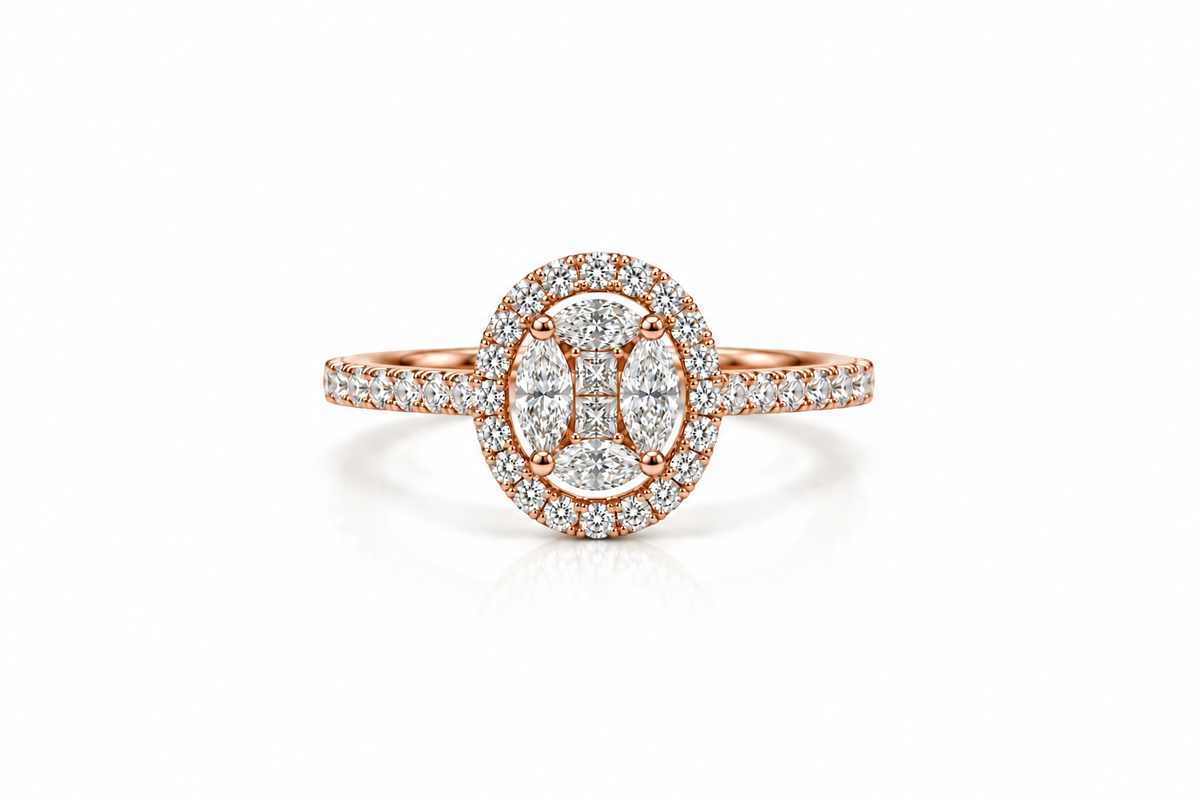 Oval Cluster Diamond Ring
