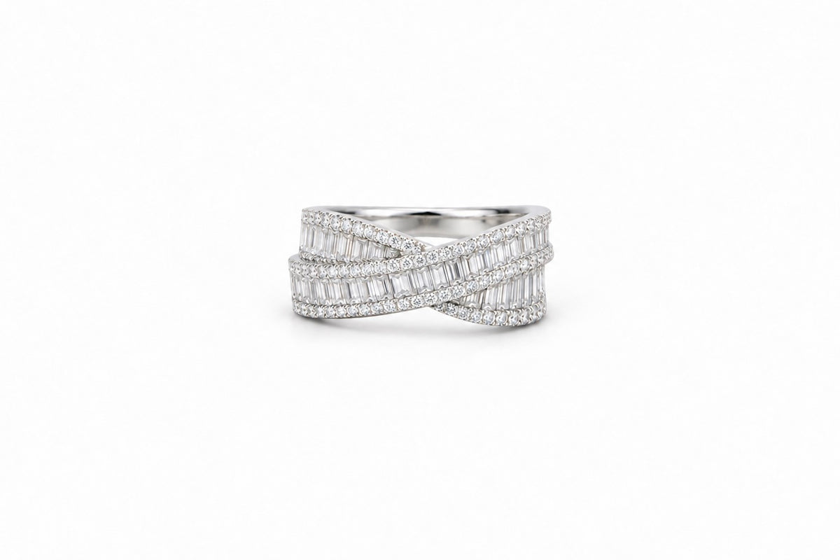 The Baguette Crossover Ring