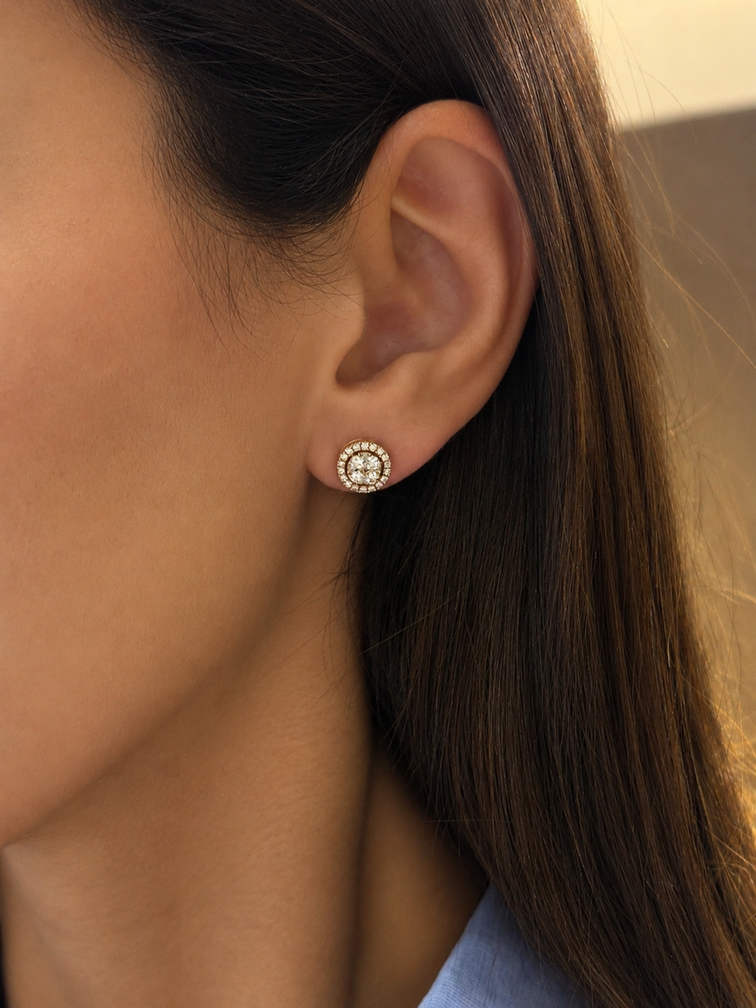 XL Cluster Diamond Stud Earrings - 18K Gold