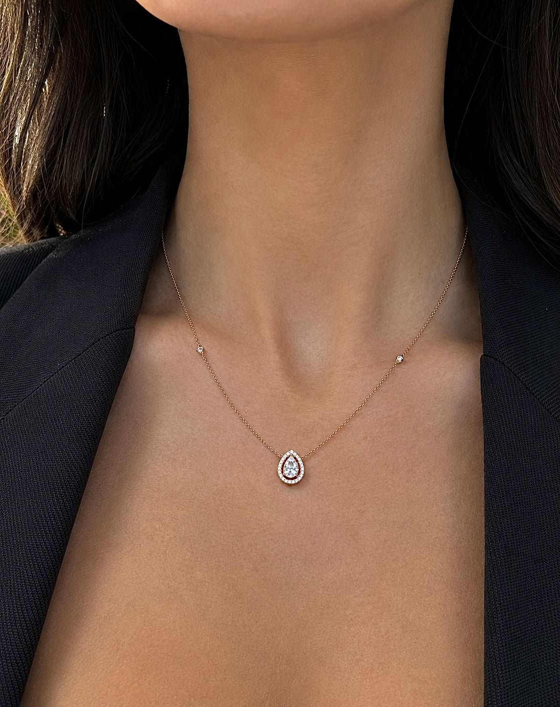 Halo Pear Necklace