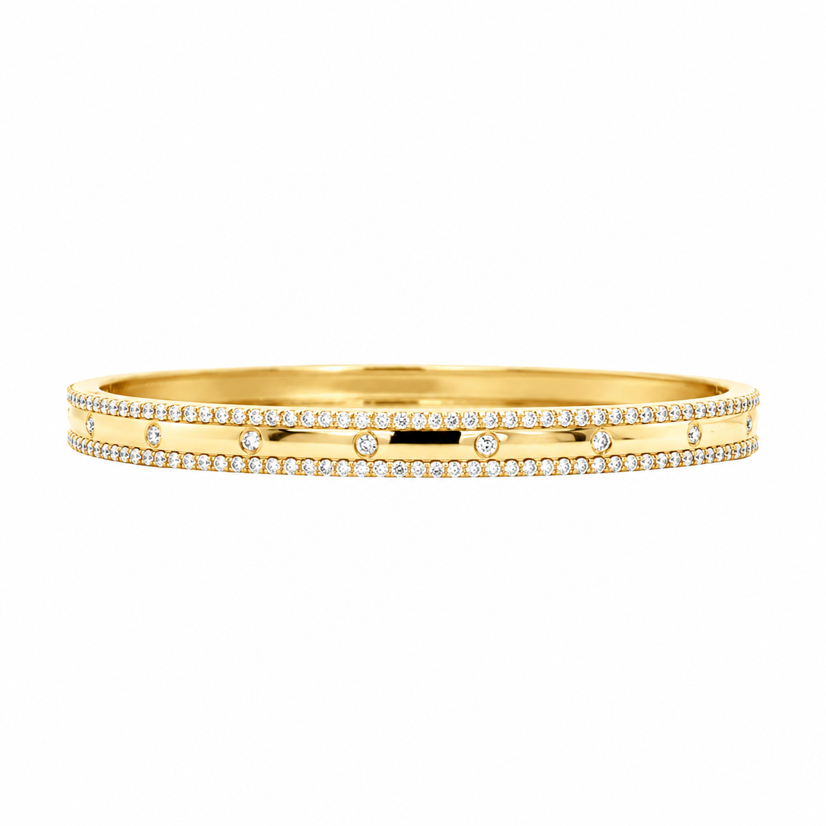 Sidewise Pavé Inlay Diamond Bangle - 18K White Gold