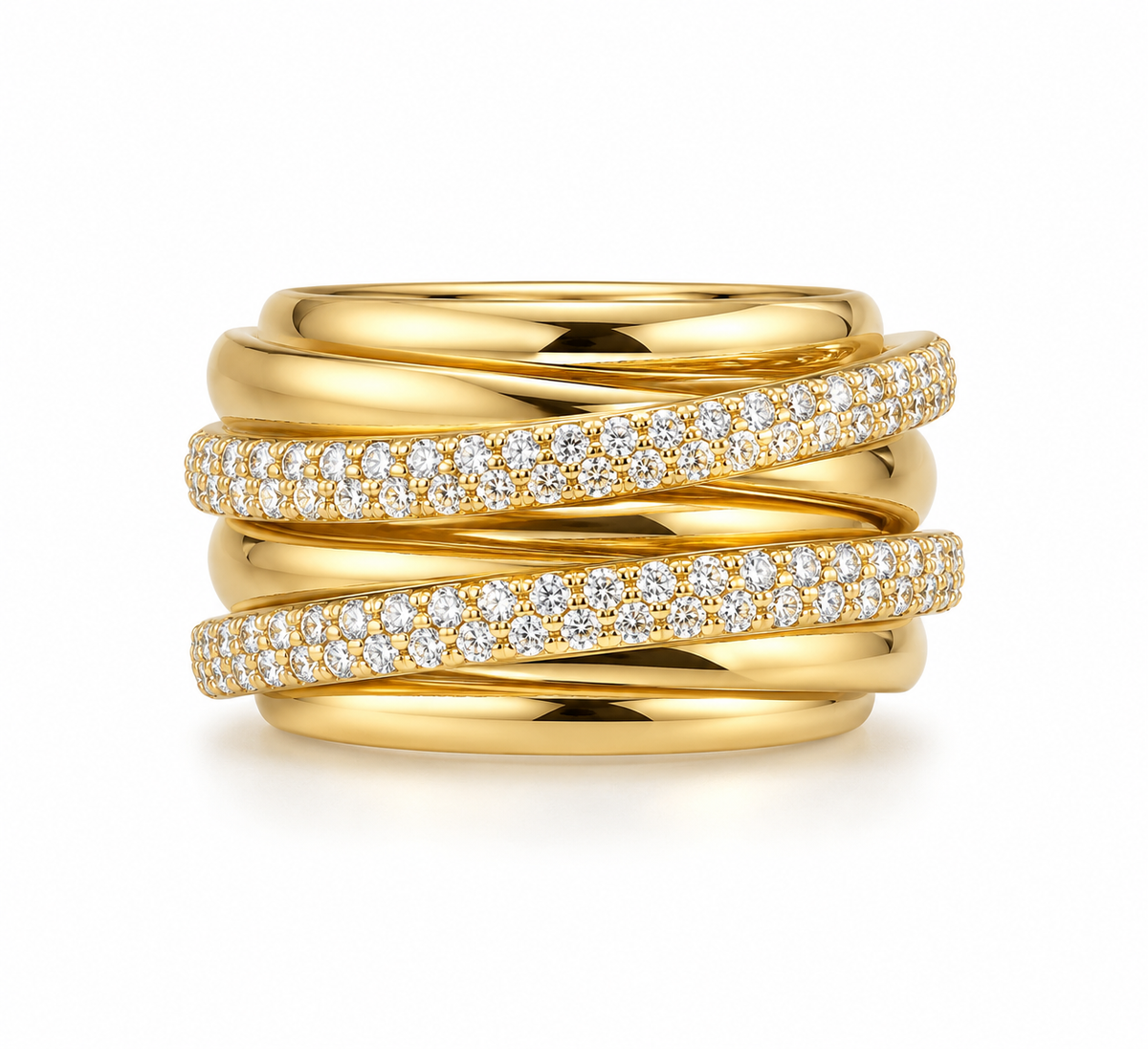 Large Crossover Diamond Ring