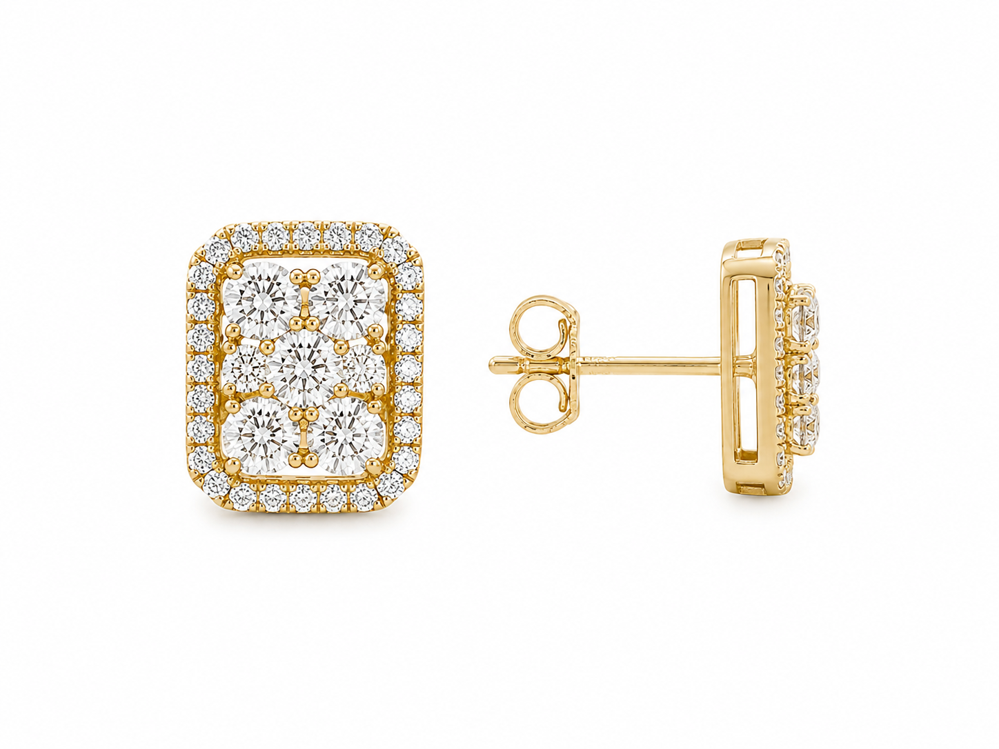 Emerald Halo Diamond Stud