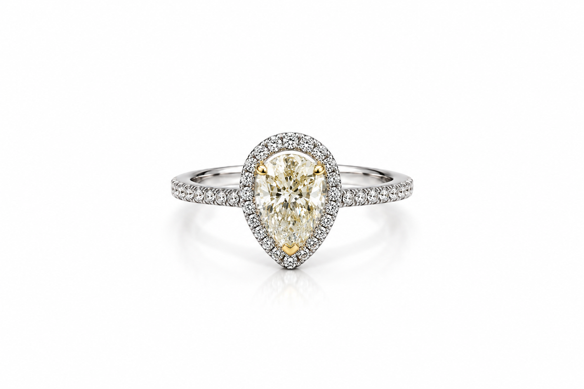 Pear Halo Diamond Ring