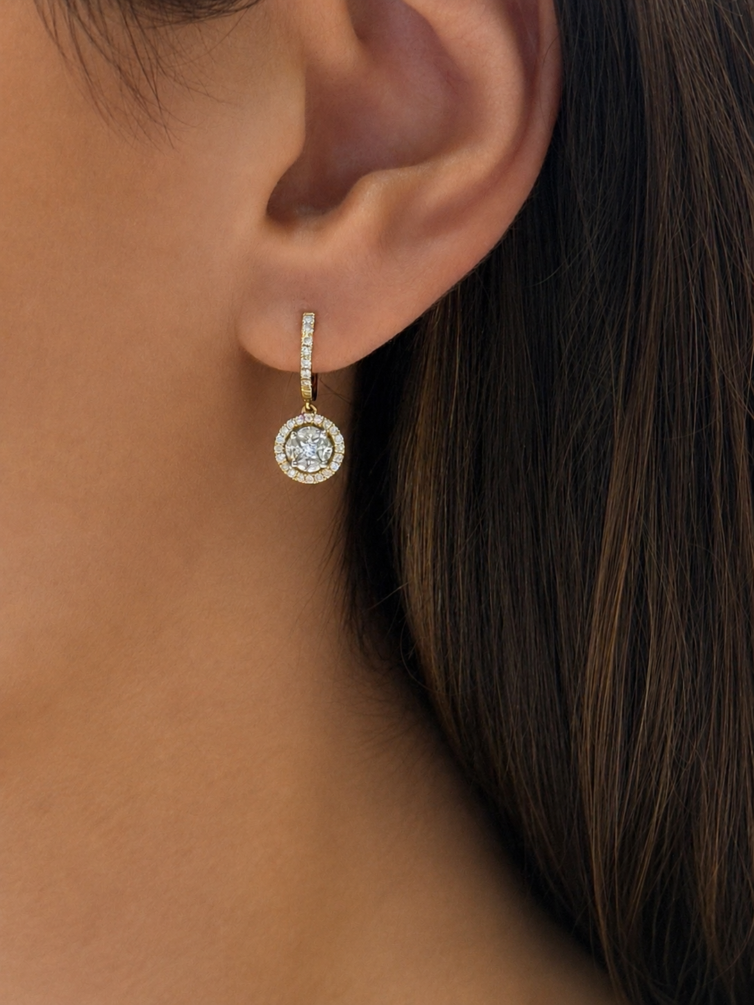 Diamond Halo Drop Earrings