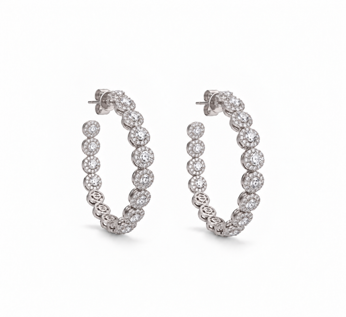 Diamond Rosette Hoops