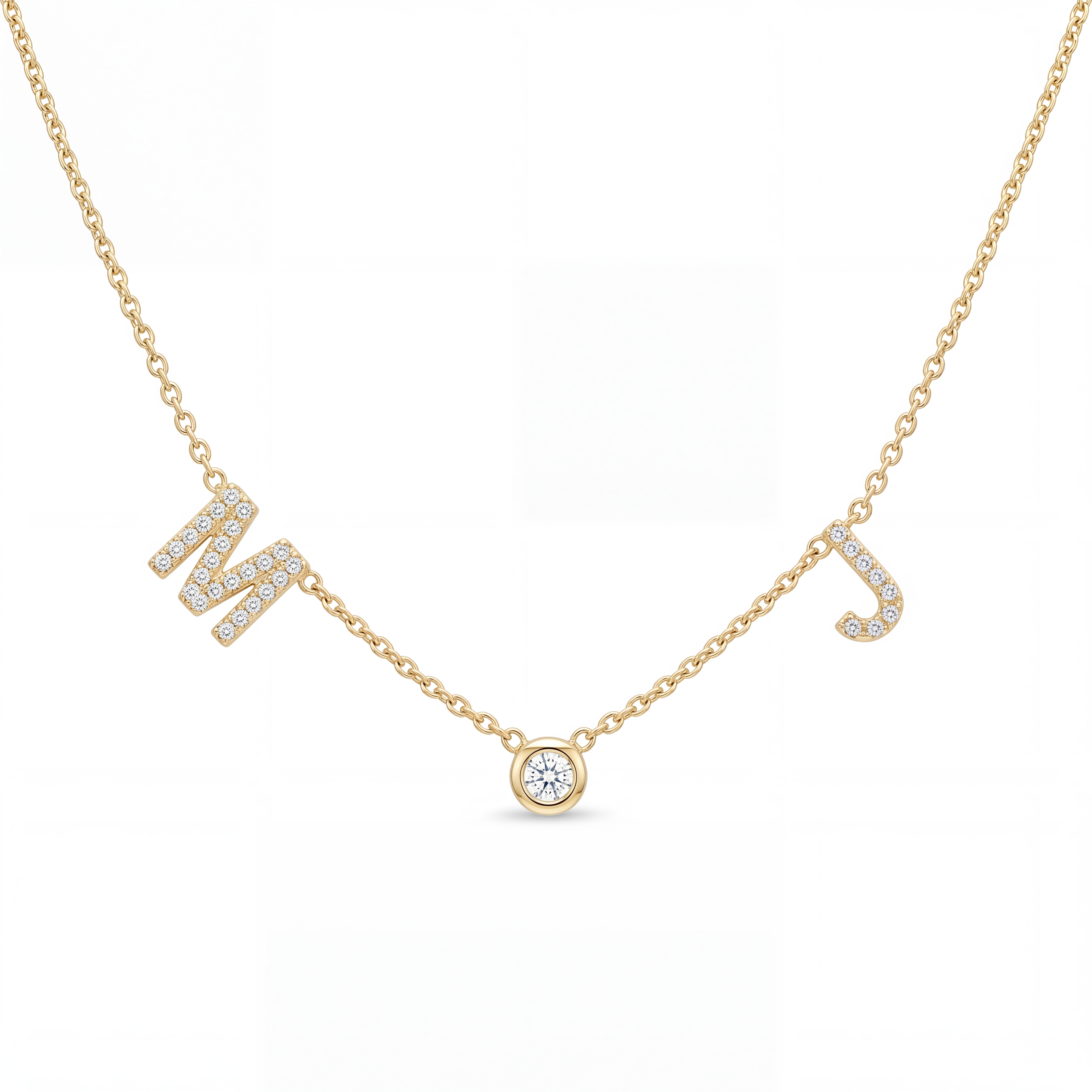 Double Initial Bezel Necklace