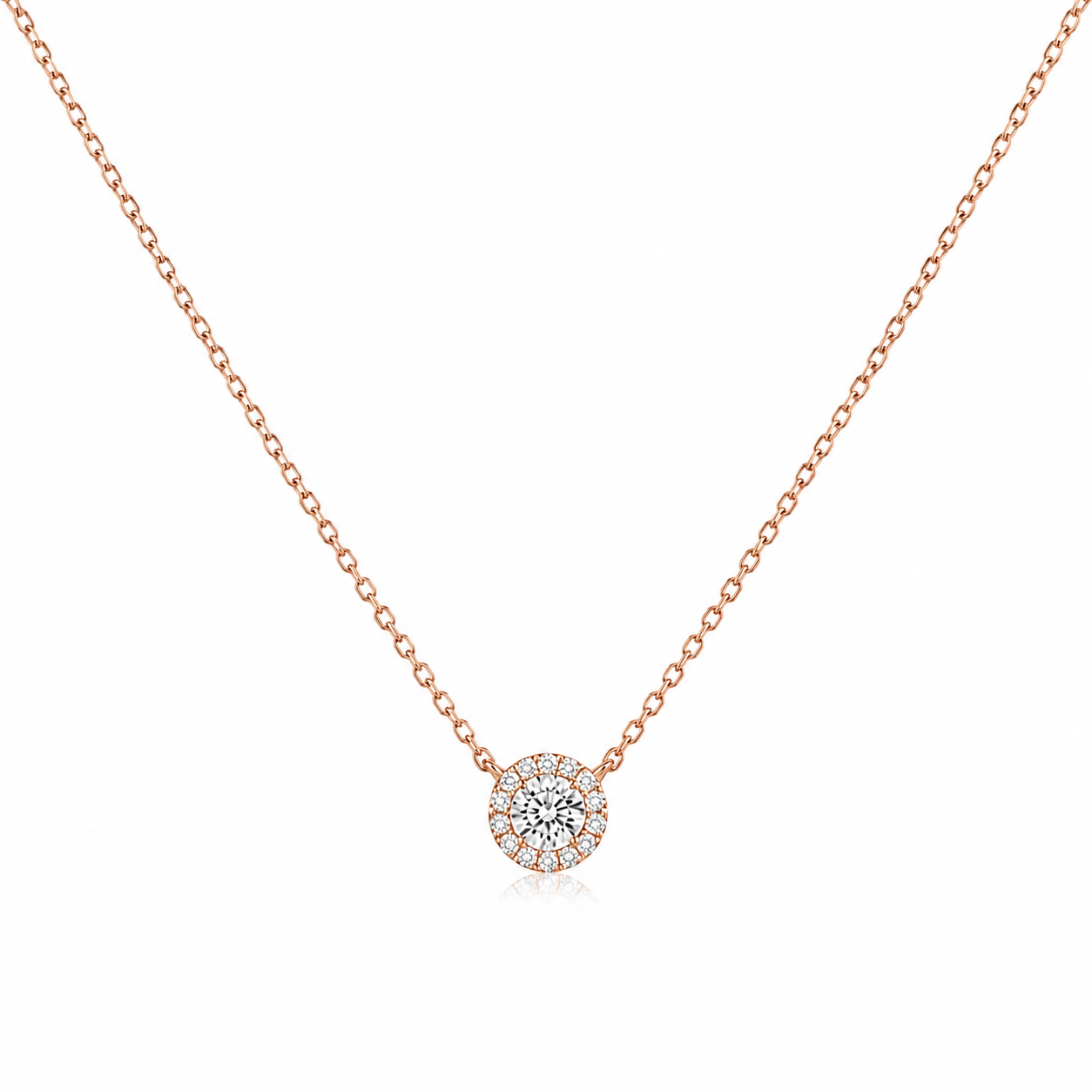 Halo Round Diamond Necklace