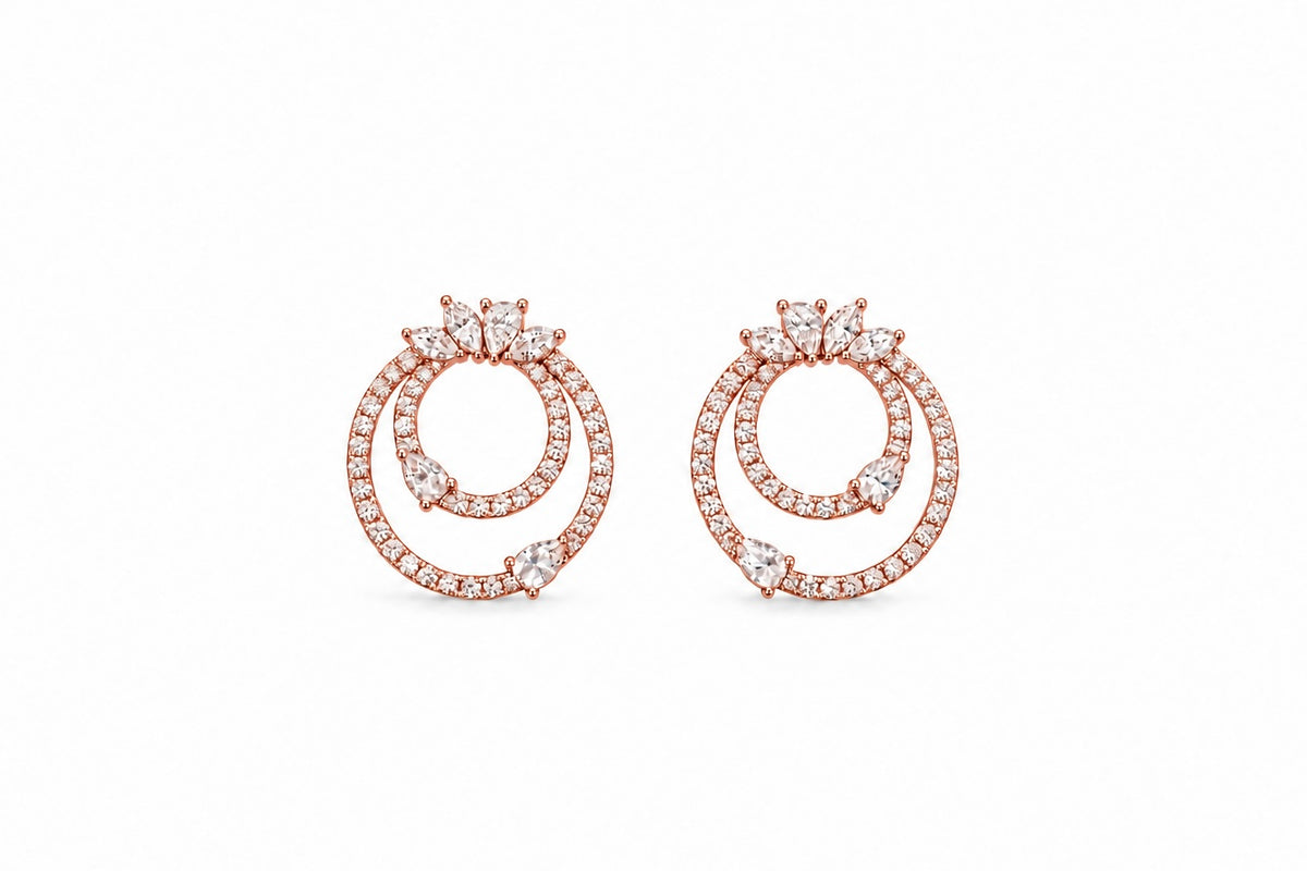 Double Circle Diamond Earrings