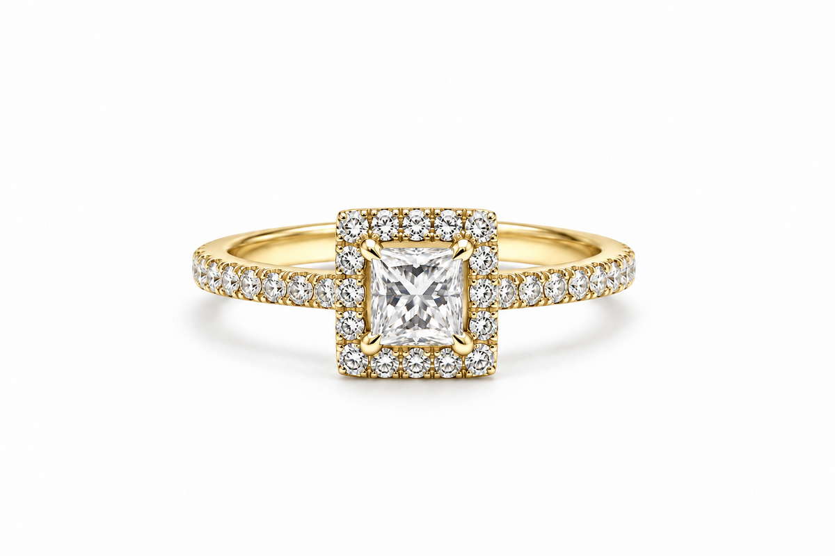 Princess Cut Halo Ring