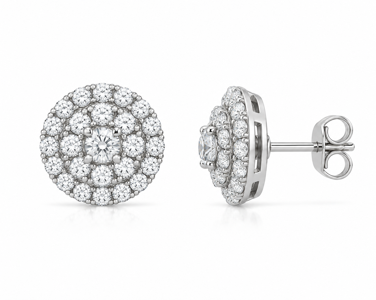 Halo Round Diamonds Studs