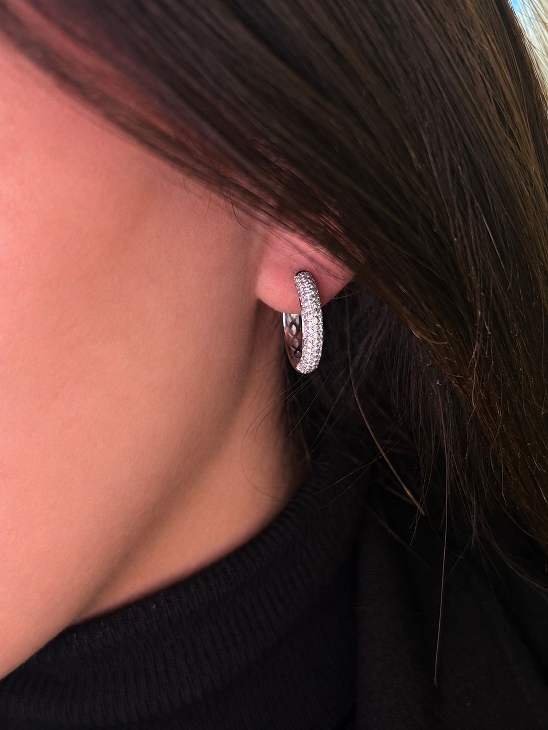 Pavé Elegance Diamond Hoops