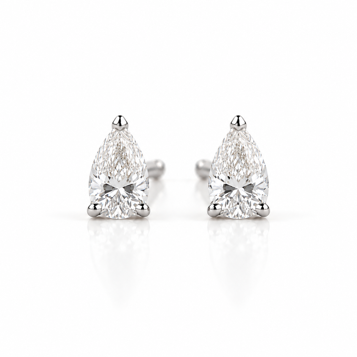 Pear-Cut Solitaire Stud Earrings 0.30ct - 18K Gold