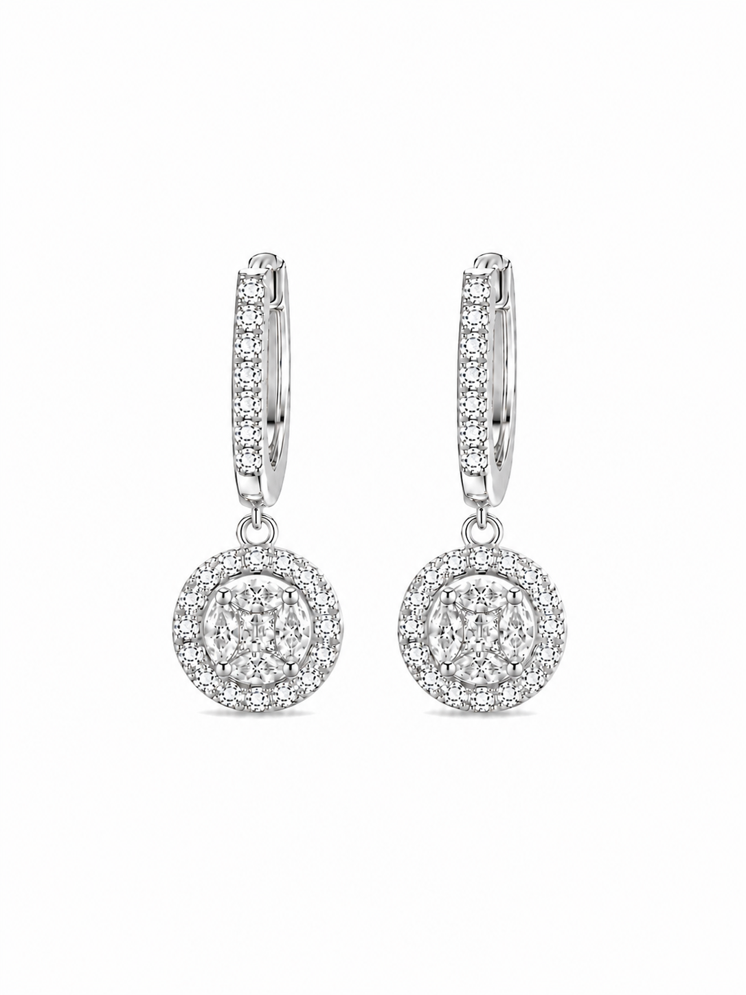 Diamond Halo Drop Earrings