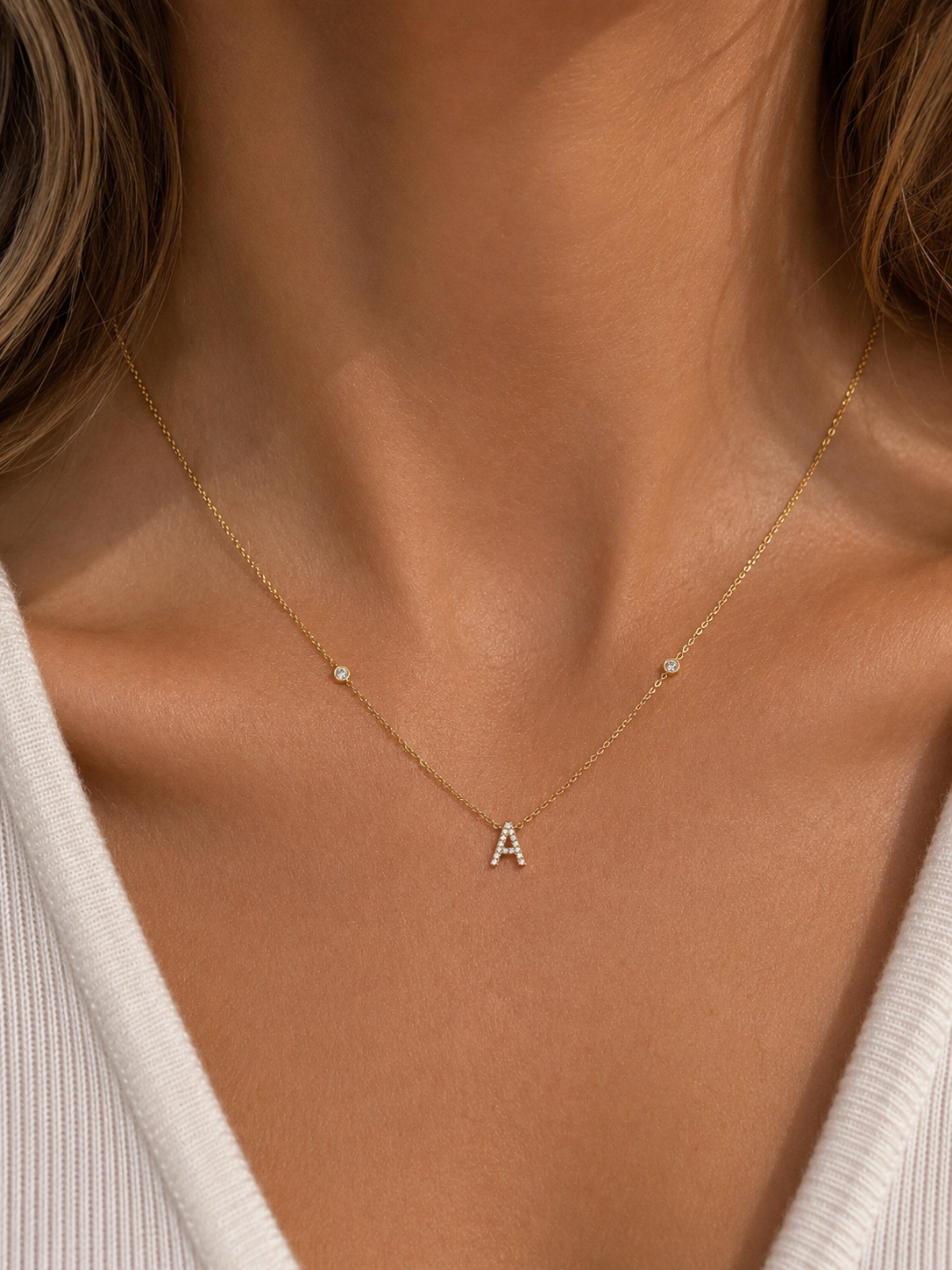 Bezel Sides Initial Necklace
