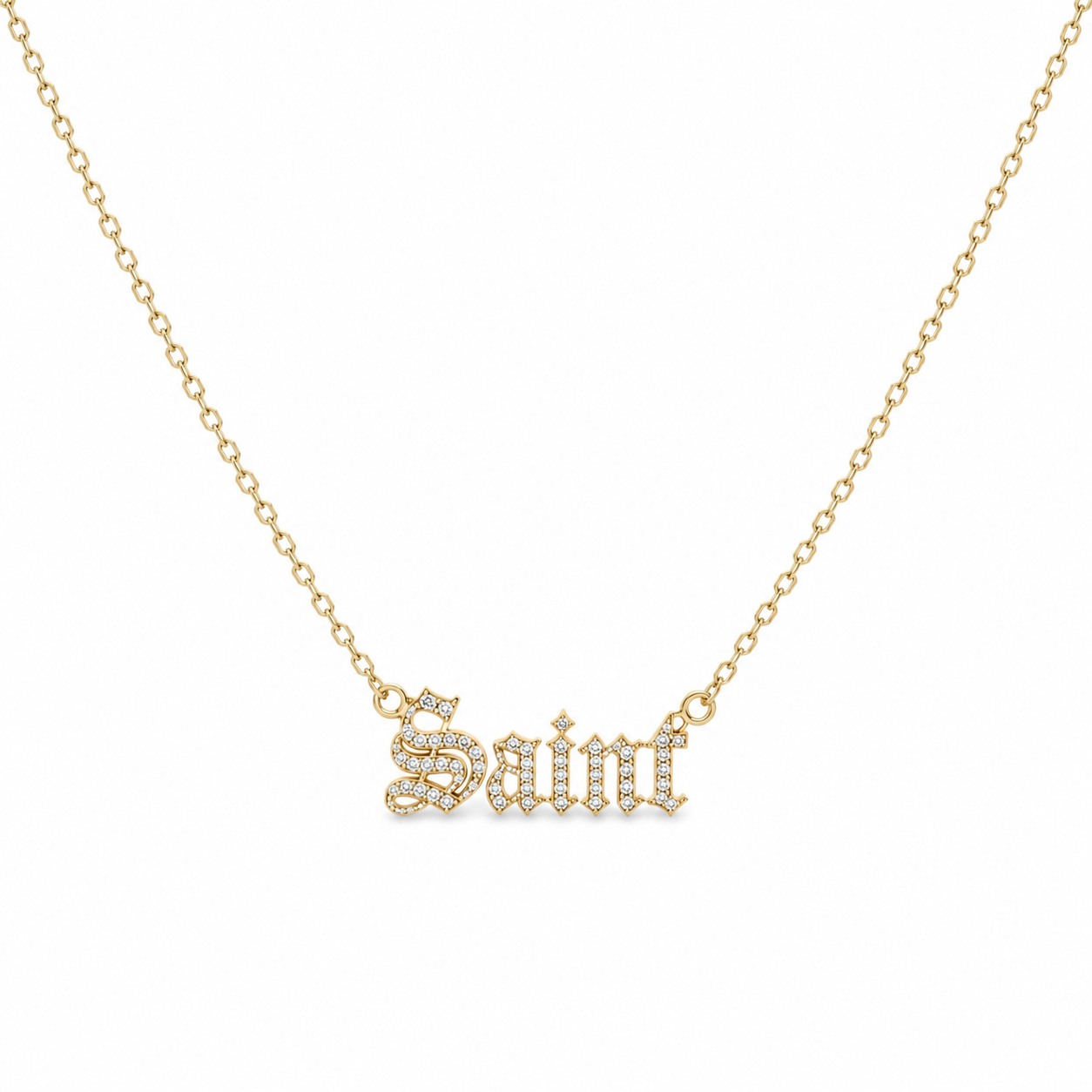 Small Old English Name Diamond Necklace – 18K Gold (Kopie)