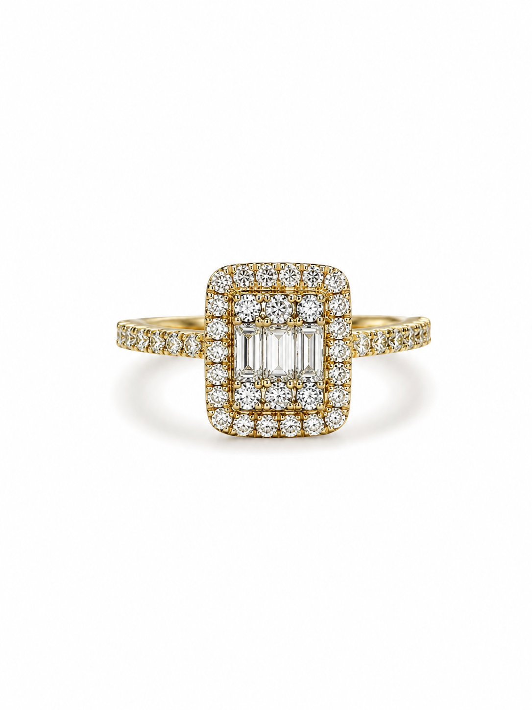 Halo Baguette Ring