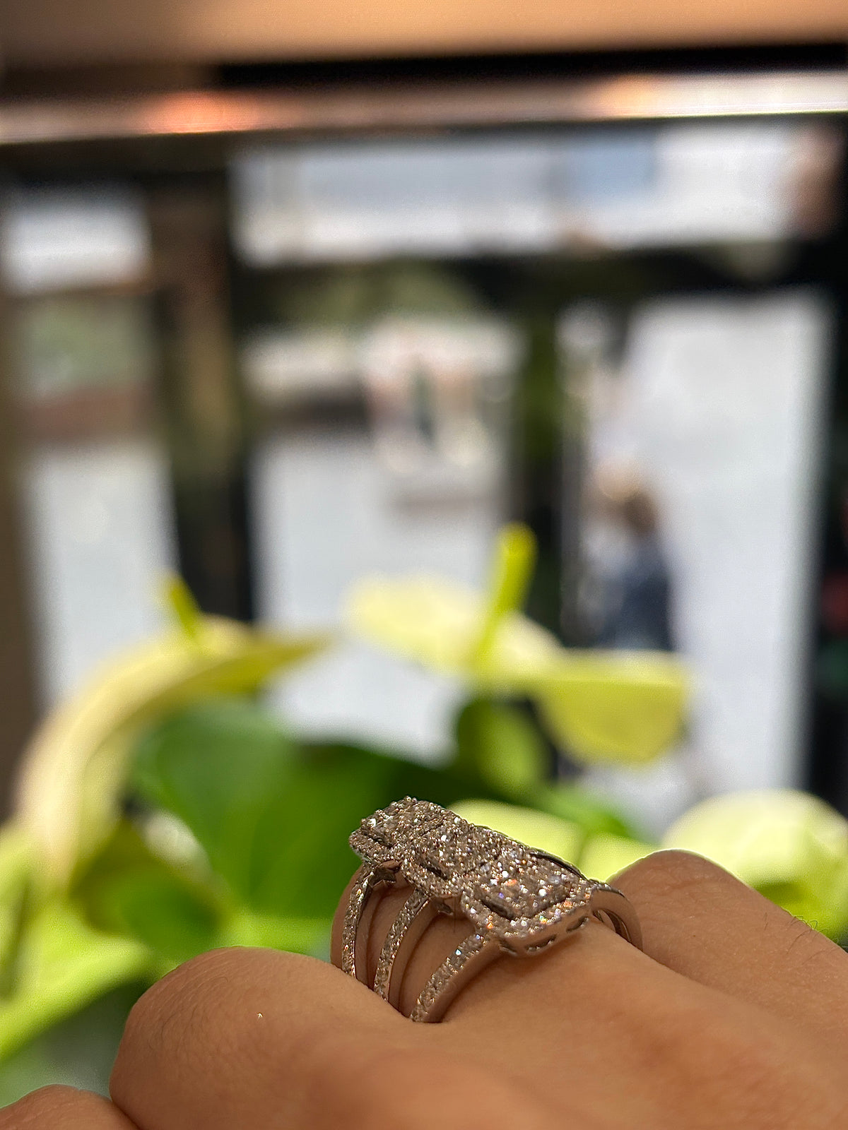 Three Emerald Diamond Ring