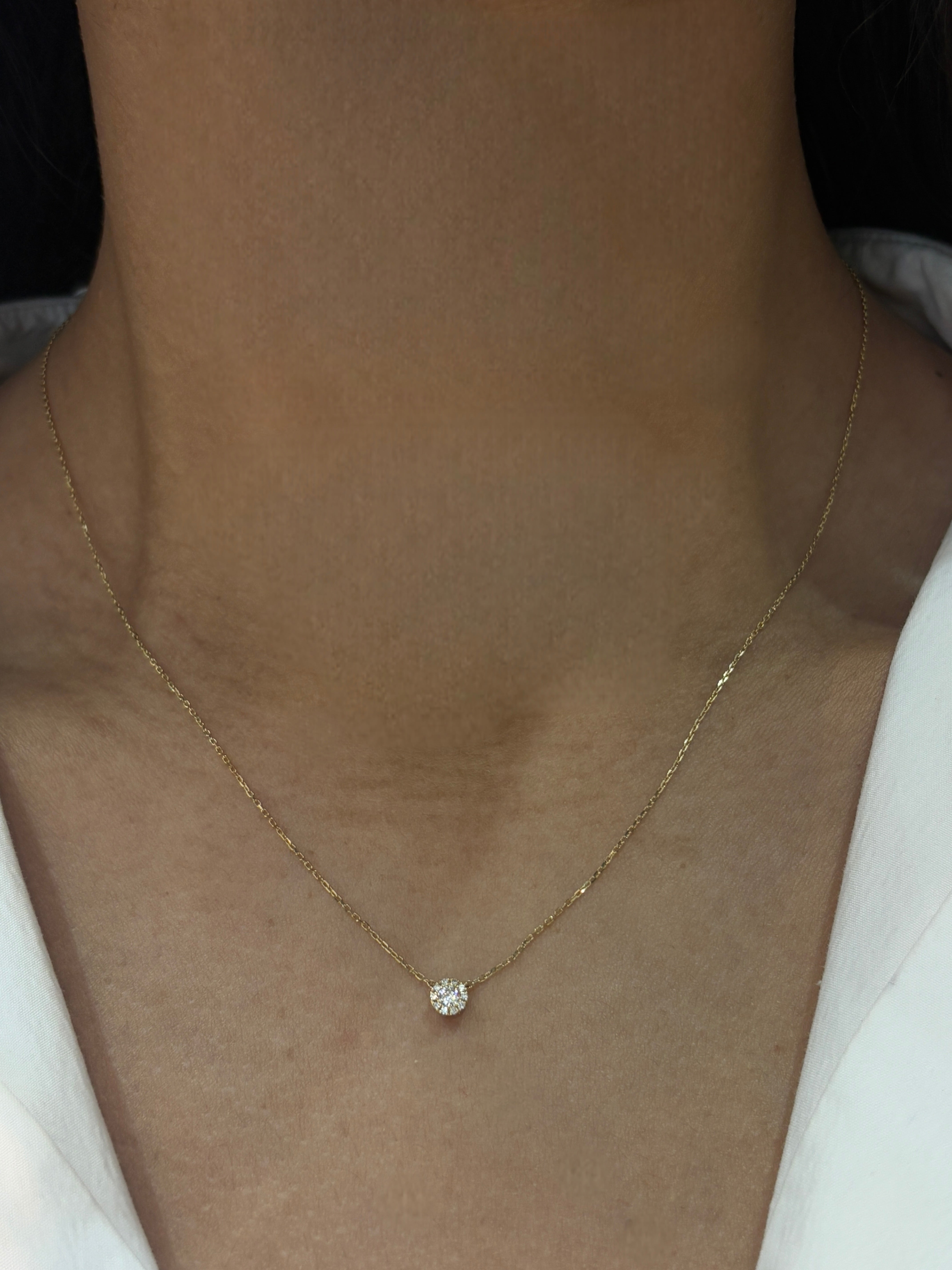 Halo Round Diamond Necklace