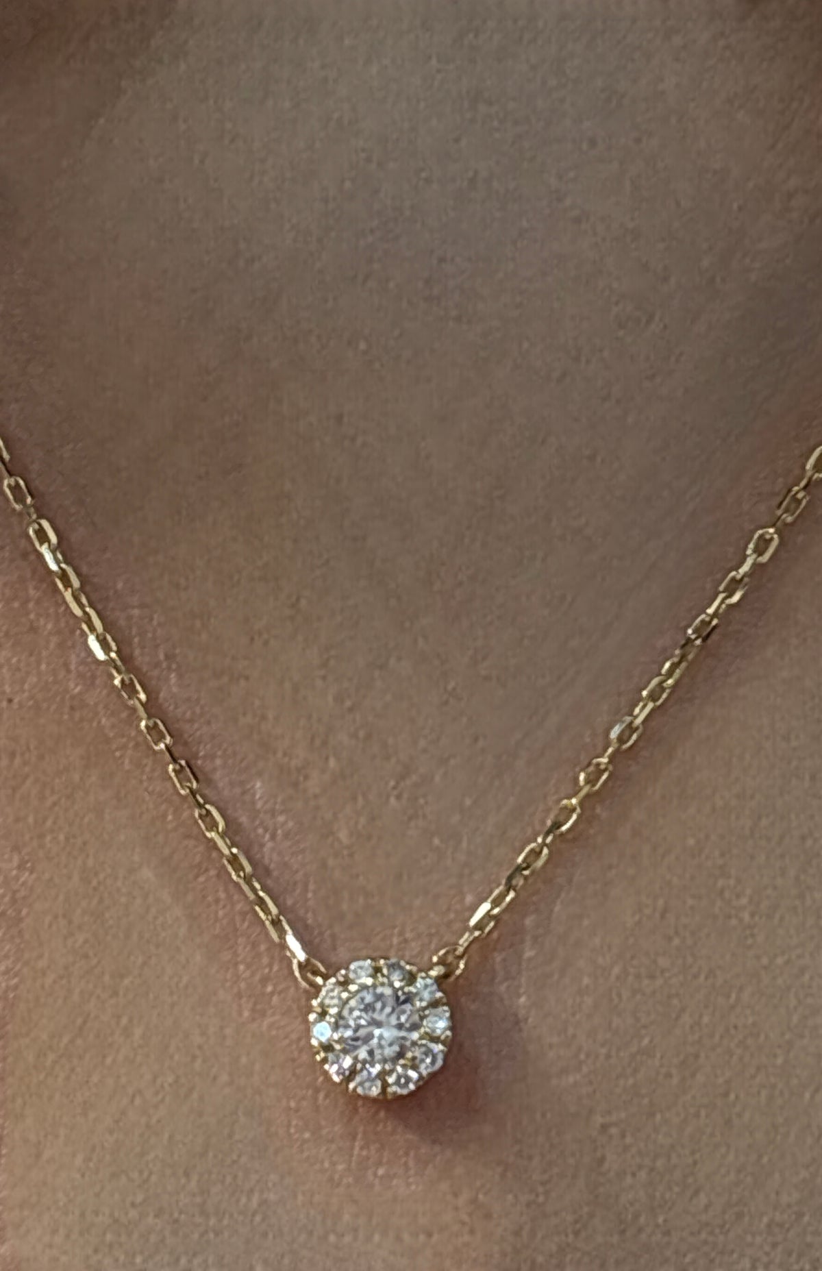 Halo Round Diamond Necklace