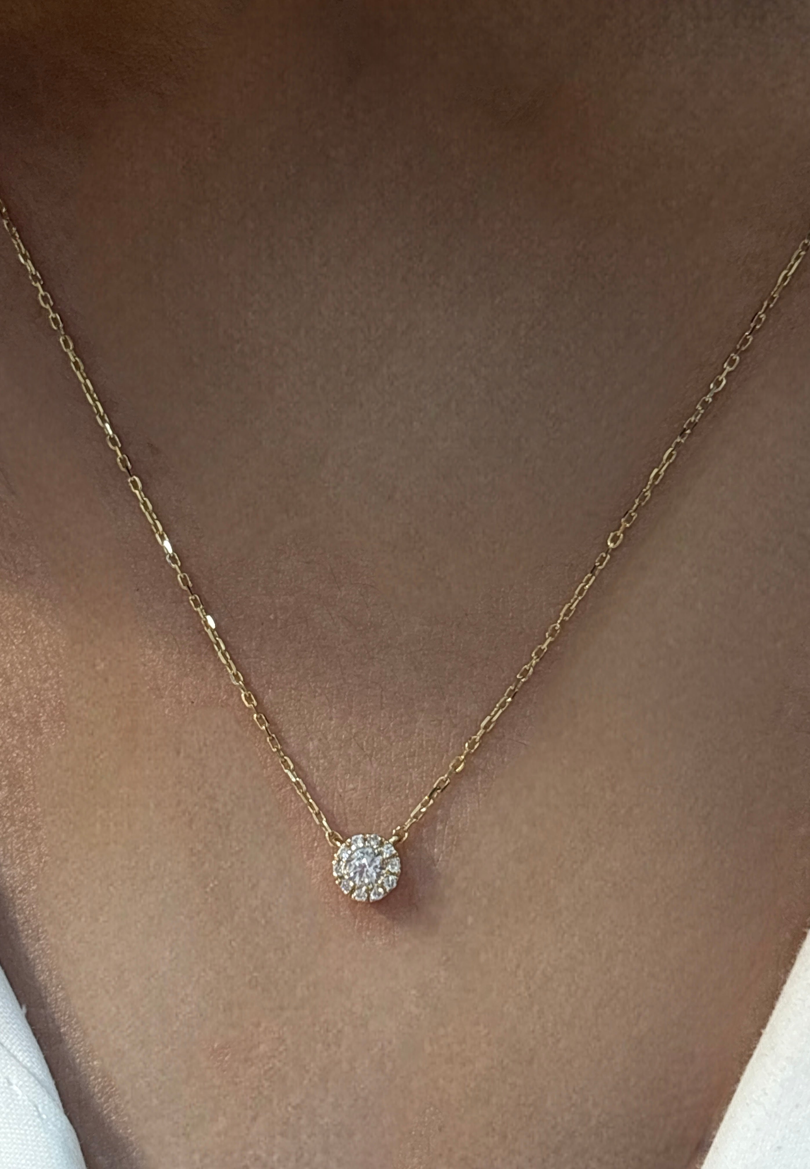 Halo Round Diamond Necklace